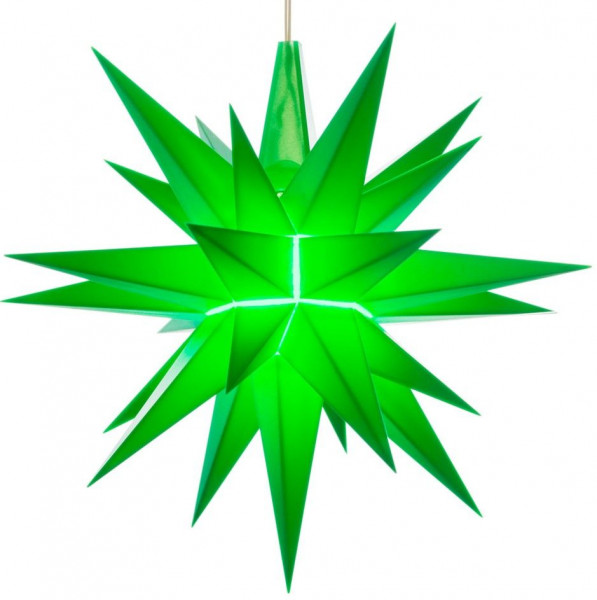 Herrnhuter Adventsstern Kunststoff 13 cm Grün mit LED ! Fertig montiert mit Beleuchtung