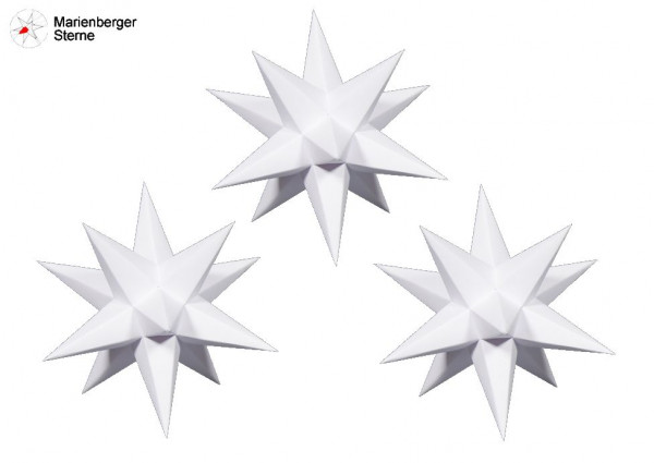 Marienberger Sterne (Papiersterne) 3er Set Weiß 3 Marienberger Sterne 16 cm ohne Beleuchungsset & Netzgerät