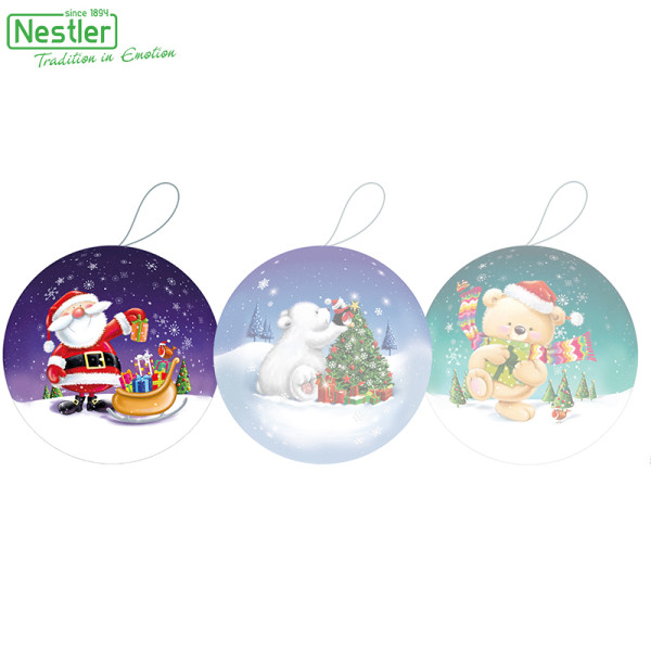 Nestler Weihnachtskugel mit Henkel - Wintermomente, 8 cm Motiv "Santa"