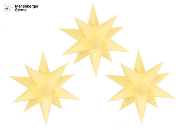 Marienberger Sterne (Papiersterne) 3er Set Gelb 3 Marienberger Sterne 16 cm ohne Beleuchungsset & Netzgerät
