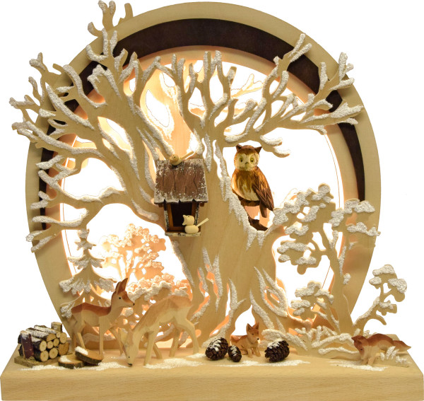 Romantikleuchte, LED, rund, Waldtiere, Raureif Beleuchtung, RATAGS - Made in Germany