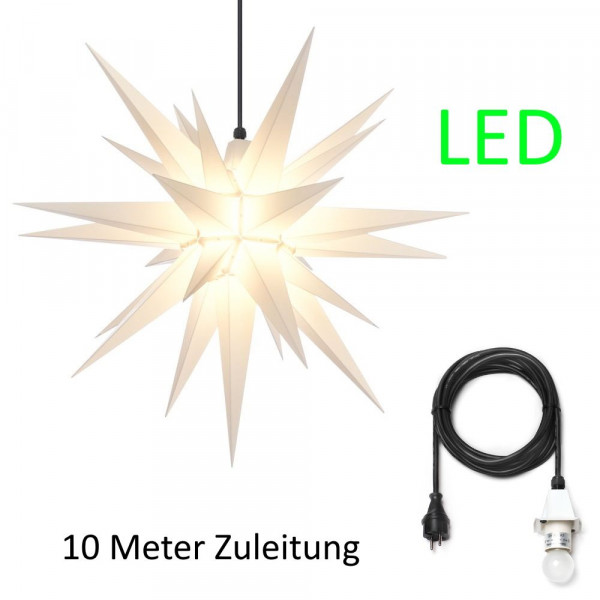 Herrnhuter Adventsstern Außenstern 68 cm weiß mit Anschlußkabel 10 m und LED