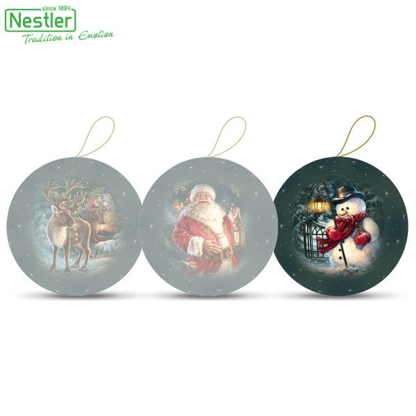 Nestler Weihnachtskugel mit Henkel - Dezembernächte, 8 cm Motiv "Schneemann"