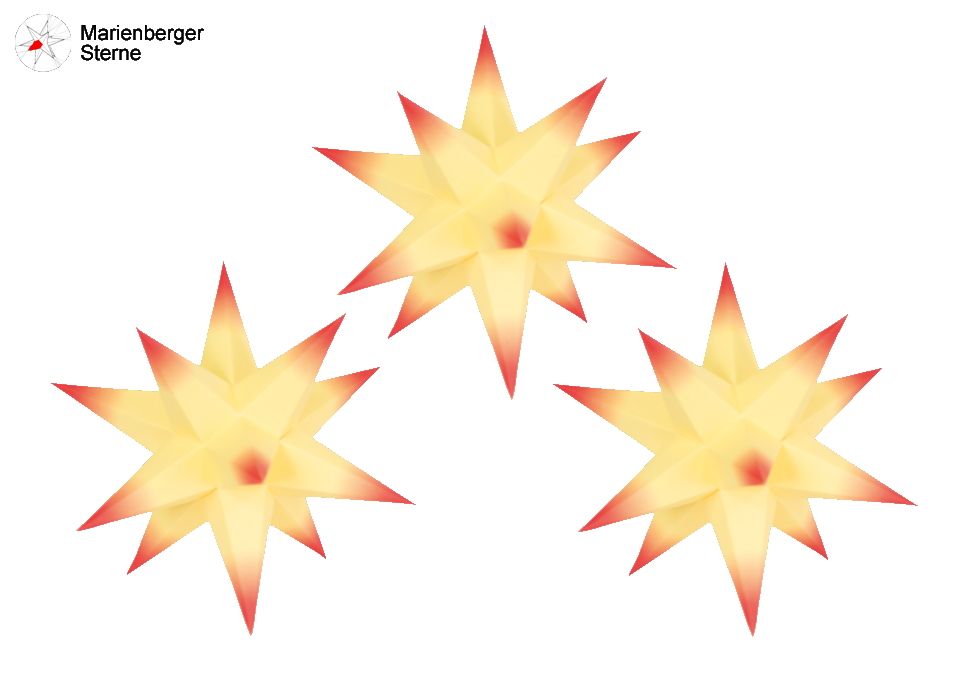 Knebel Marienberger Adventssterne 3-Set – Rot/gelb Mit Innenbeleuchtung