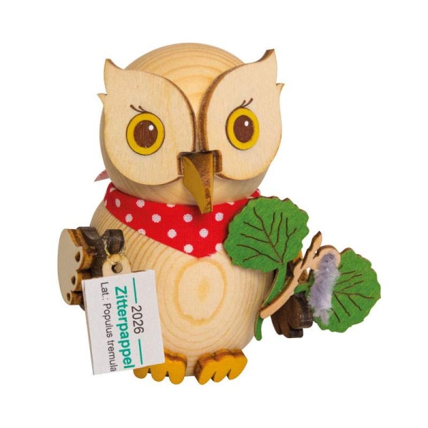 Kuhnert Holzfigur Minieule Jahreseule 2026 Zitterpappel , Höhe ca. 7 cm