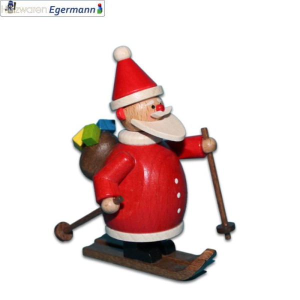 Weihnachtsmann auf Ski, ca. 6,5cm Holzwaren Egermann Grünhain-Beierfeld - Made in Germany -
