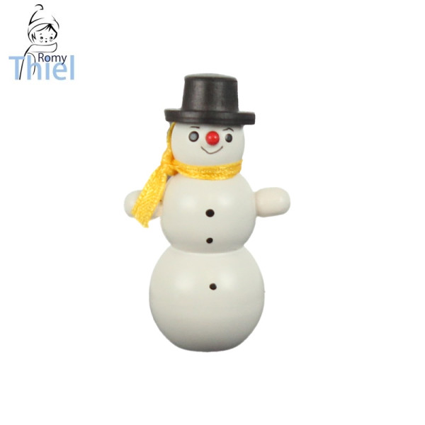 Schneemann, farbig - Höhe ca. 5 cm Volkskunstwerkstatt Romy Thiel - Deutschneudorf bei Seiffen