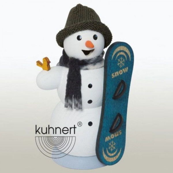 Räucherfigur Schneemann mit Snowboard