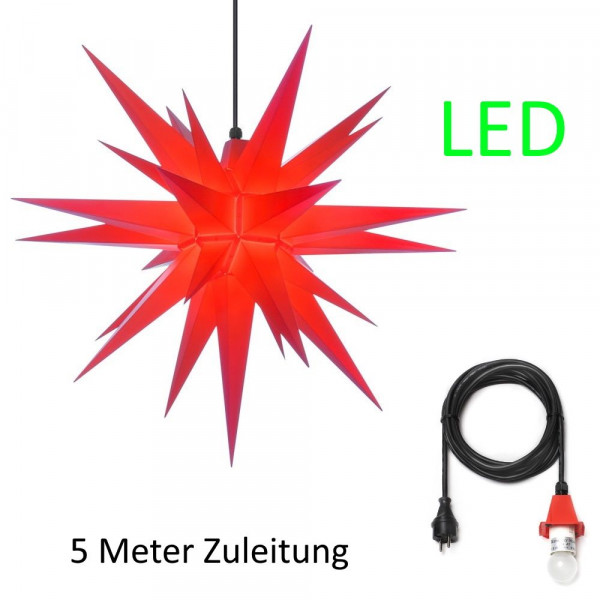 Herrnhuter Adventsstern Außenstern 68 cm rot mit Anschlußkabel 5 m und LED