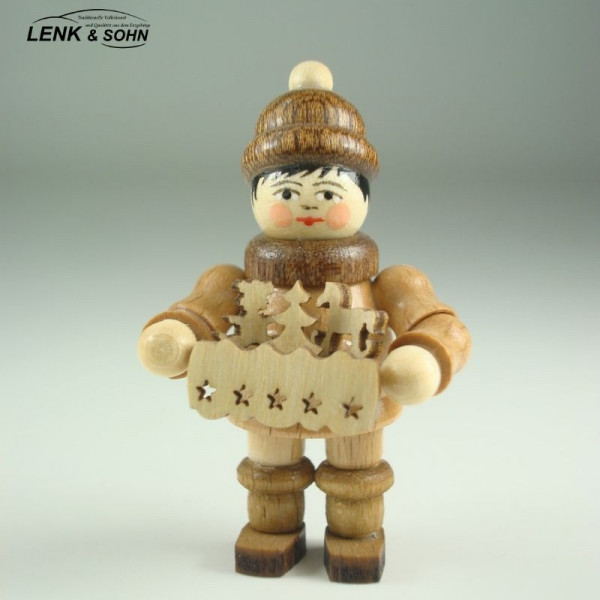 Winterkind - Junge mit Bauchladen, 5,5 cm, natur