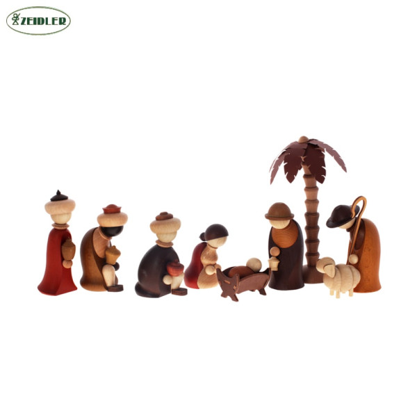 Bestückung "ChristiGeburt" 9teilig Maria, Josef, Kind+ 3 Könige+Hirte mit Schaf+Palme