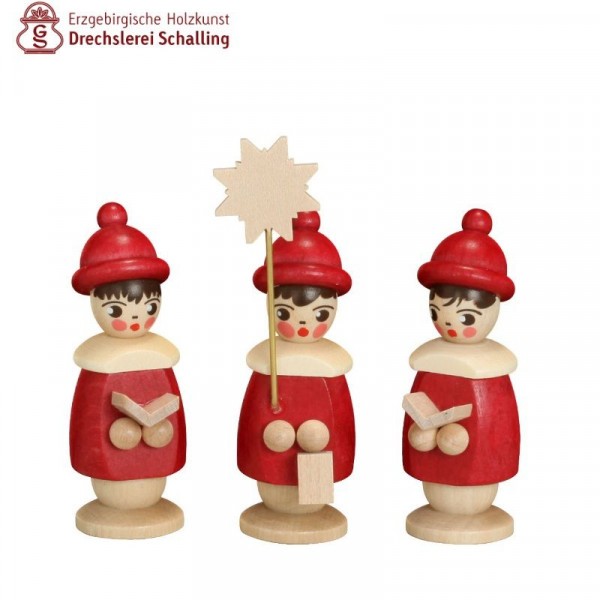 Kurrende (3 Kurrendefiguren) rot, 50 mm hoch Drechslerei Thomas Schalling Seiffen - Made in Germany -