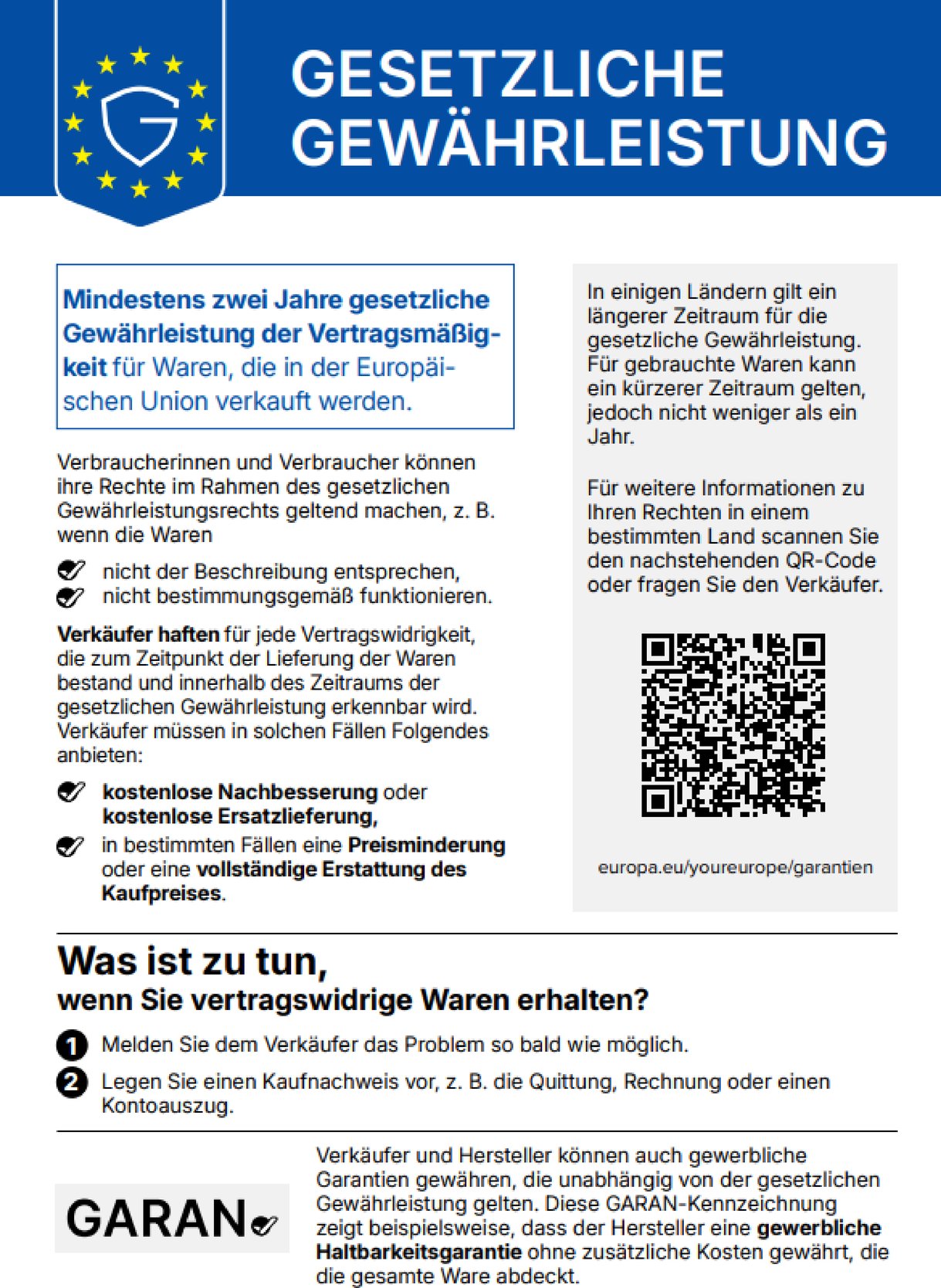 Gewährleistung in der EU