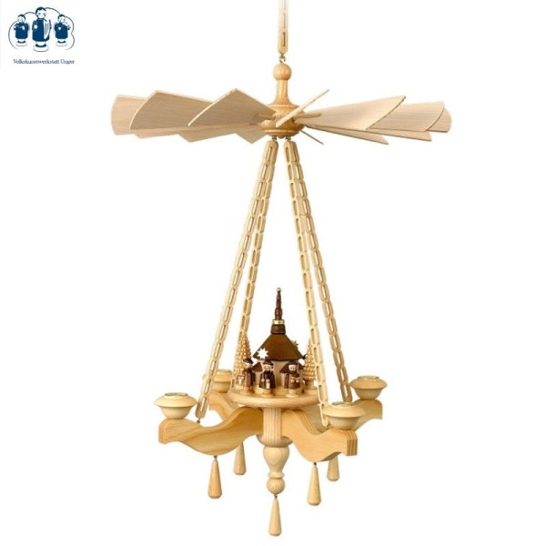 Deckenpyramide Kurrende mit Seiffener Kirche Volkskunstwerkstatt Unger