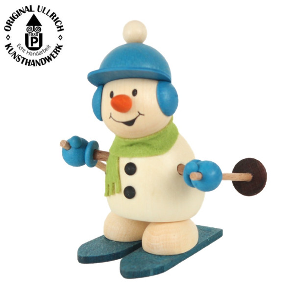 Schneemann Skifahrer, 9cm , ULLRICH® Kunsthandwerk