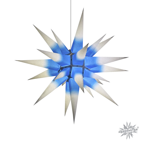 Herrnhuter Adventsstern I6, 60 cm Weiß mit blauem Kern Papierstern für den Innenbereich