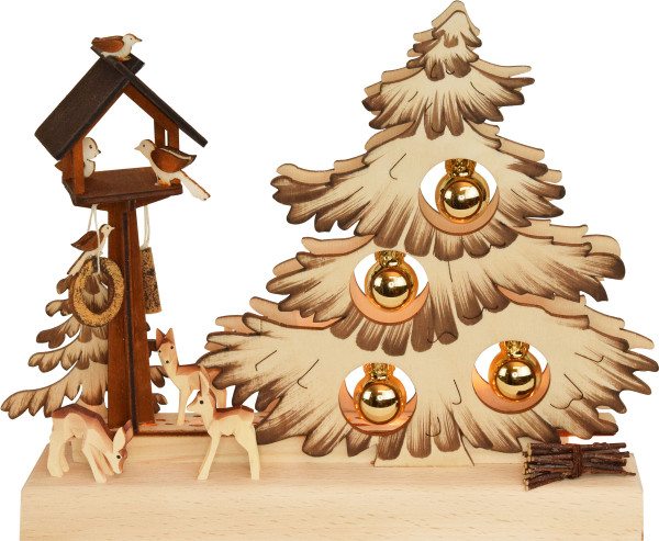 Tischschmuck Tannenbaum mit goldenen Kugeln, braun schattiert, RATAGS - Made in Germany