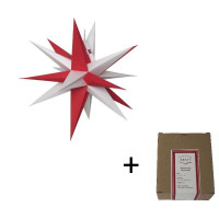 Annaberger Faltstern Nr. 3 (35 cm) rote und weiße Spitzen mit Beleuchtung Annaberger Faltstern Nr. 3 (35 cm) rote und weiße Spitzen mit Beleuchtung