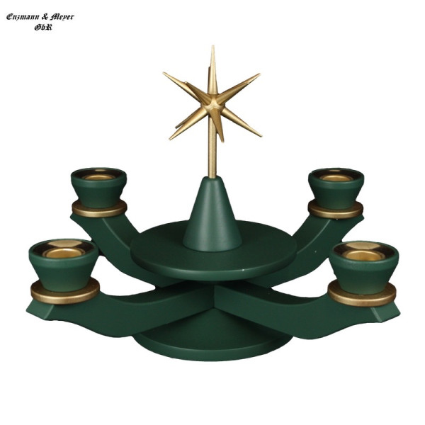 Adventsleuchter groß grün für Kerzen mit Stern Enzmann und Meyer Drechselwerkstätten