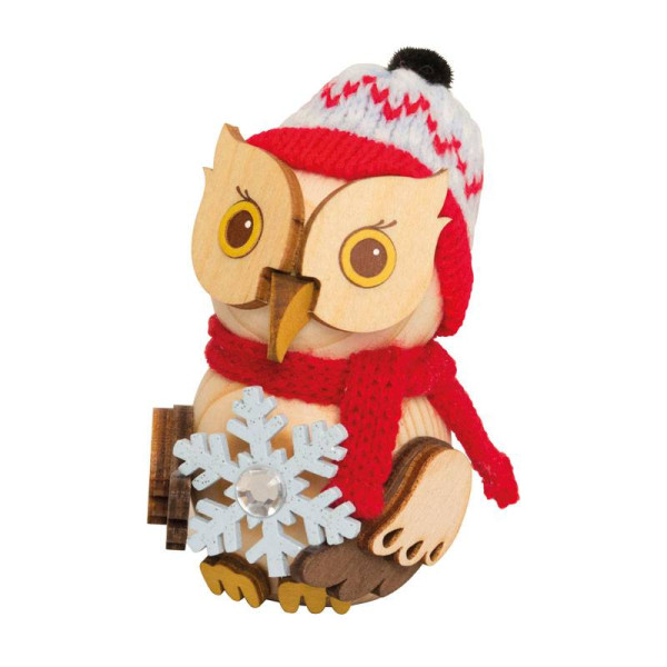 Kuhnert Holzfigur Minieule mit Schneekristall Kuhnert Artikel 37371, Höhe ca. 7 cm