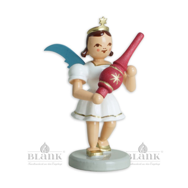Kurzrockengel mit Christbaumspitze, farbig Höhe: ca. 7cm, Blank Grünhainichen