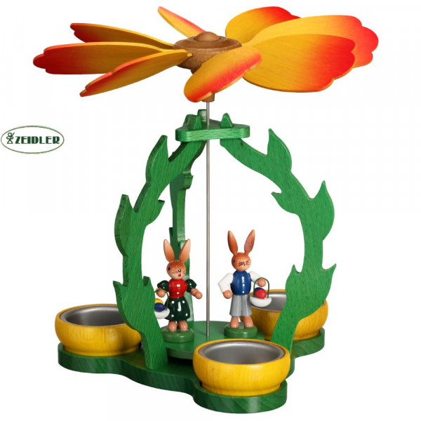 Teelicht Osterpyramide Hasenkinderpärchen 22 cm