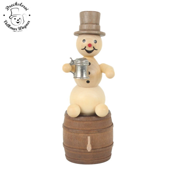 Schneemann - mit Krug auf Bierfass Drechslerei Volkmar Wagner