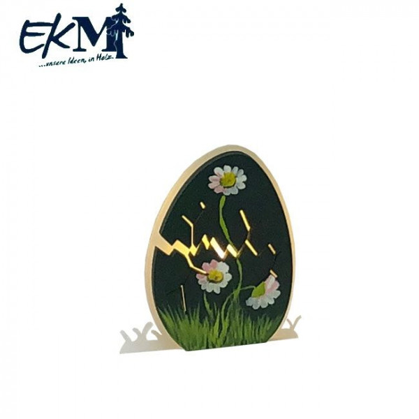 Design Klick mit Glas Osterei grün mit Gänseblümchen 11 cm EKM Erzgebirgs Kunstwerkstatt Markl