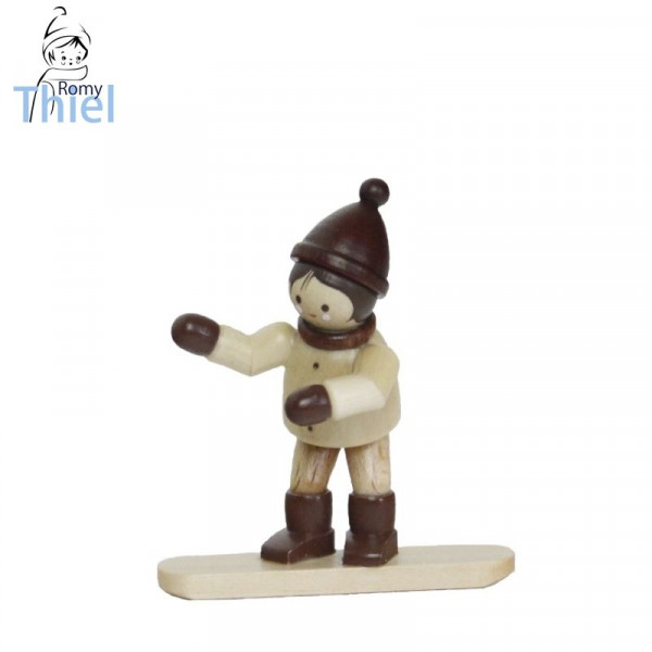 Snowboarder mini natur - Höhe ca. 3,5 - 4,8 cm* Volkskunstwerkstatt Romy Thiel - Deutschneudorf bei Seiffen