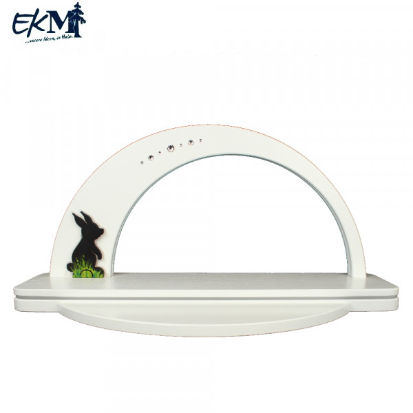 EKM LED-Lichtbogen weiß Swarovski®, Grundbrett beleuchtet & Klick weiß-weiß-Hase dunkelbraun