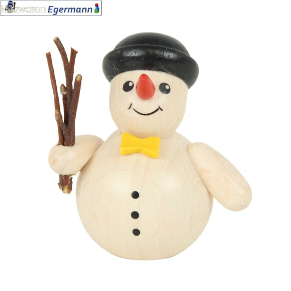 Schneemann mit Reisig und Melone, ca. 6 cm Holzwaren Egermann - Made in Germany -