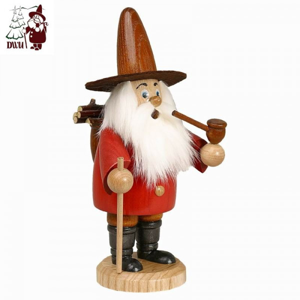 Erzgebirgische Räucherfigur Holzsammler rot