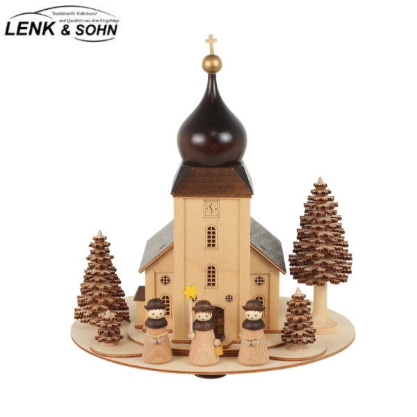 Lichterhaus Bergkirche mit Kurrende natur Lenk & Sohn - Volkskunst /Erzgebirge