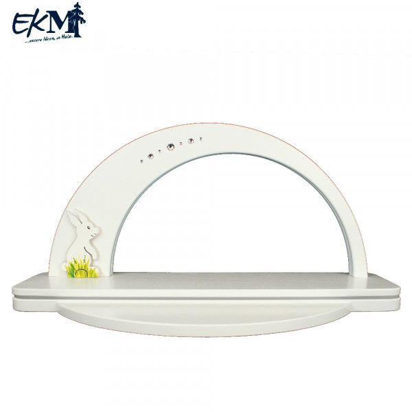 EKM LED-Lichtbogen weiß Swarovski®, Grundbrett beleuchtet & Klick weiß-weiß-Hase weiß