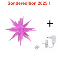 Herrnhuter Adventsstern Komplettset 1 Stück Miniaturstern Sonderedition 2025 Violett mit Netzgerät