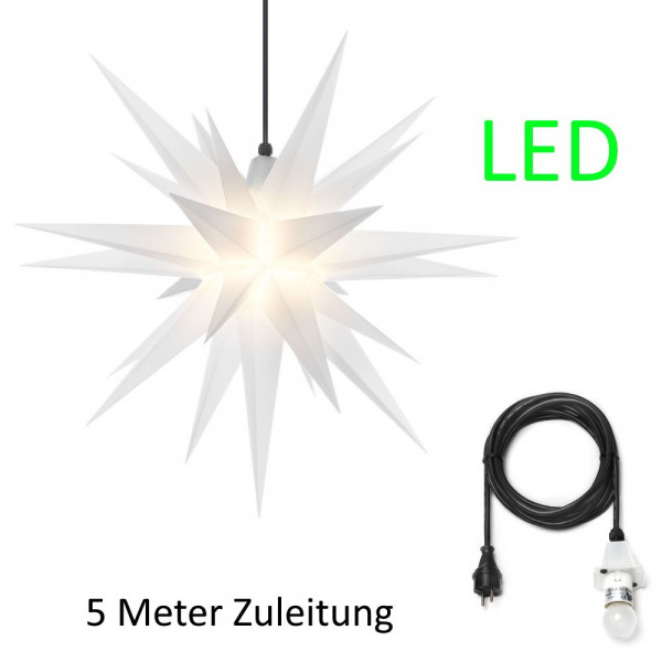 Herrnhuter Adventsstern Außenstern 68 cm opal mit Anschlußkabel 5 m und LED