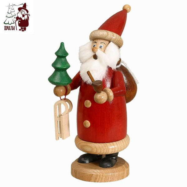 Erzgebirgische Räucherfigur Weihnachtsmann rot klein