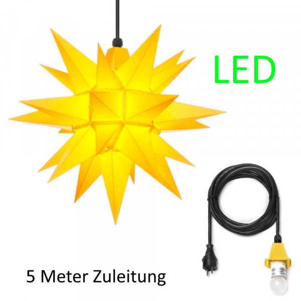 Herrnhuter Adventsstern Außenstern 40 cm gelb mit Anschlußkabel 5 m und LED