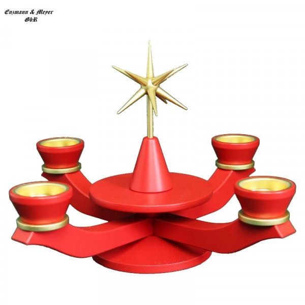 Adventsleuchter groß rot für Teelichter mit Stern