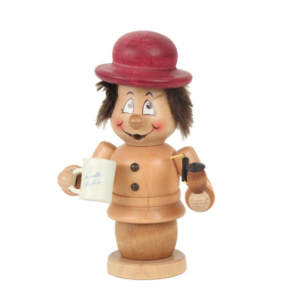 Räucherfigur Miniwichtel Kaffeetrinker mit Tasse & Pfeife Hergestellt im Erzgebirge by Kuhnert
