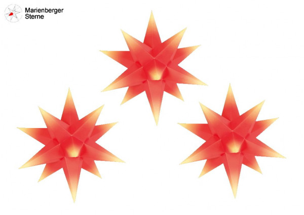 Marienberger Sterne (Papiersterne) 3er Set Rot-Gelb 3 Marienberger Sterne 16 cm ohne Beleuchungsset & Netzgerät