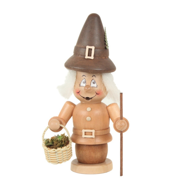 Räucherfigur Miniwichtel Kräuterwichtel mit Kräuterkorb Hergestellt im Erzgebirge by Kuhnert