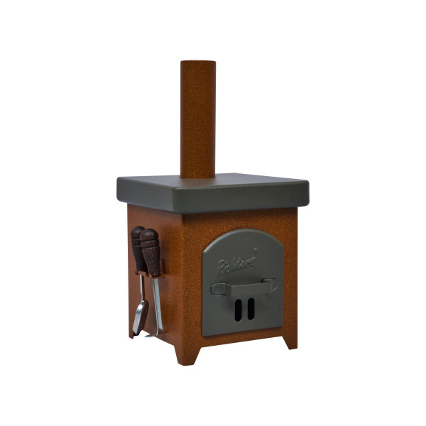 Crottendorfer Räucherofen Hüttenofen anthrazit/braun Räucherofen aus Blech Höhe: 15 cm