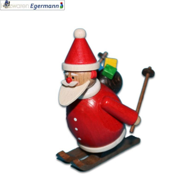 Weihnachtsmann auf Ski, Abfahrt, ca. 6,5cm Holzwaren Egermann Grünhain-Beierfeld - Made in Germany -