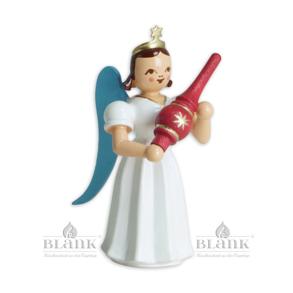 Langrockengel mit Christbaumspitze, farbig Höhe: ca. 7cm, Blank Grünhainichen