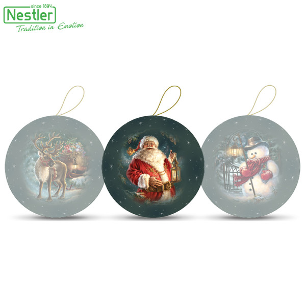 Nestler Weihnachtskugel mit Henkel - Dezembernächte, 8 cm Motiv "Santa"