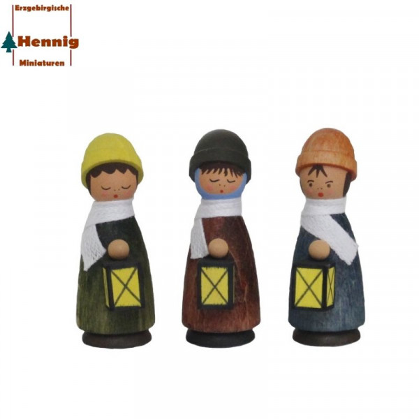 Laternenkindertrio ca. 4,5 cm Hennig Figuren Deutschneudorf - Made in Germany -