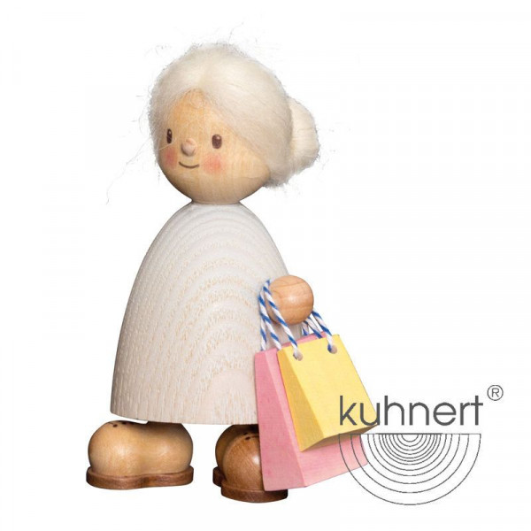 Sammelfigur Holzfigur Finja mit Taschen Kuhnert Artikel 62102, Höhe ca. 8,5 cm