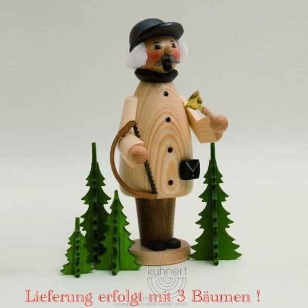 Kuhnert Räuchermann Weihnachtsbaumverkäufer, Artikel 32063 Rauchmann mit drei Bäumen ca. 17 cm
