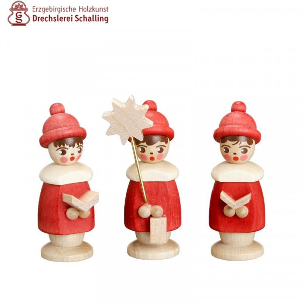 Kurrende (3 Kurrendefiguren) rot, 37 mm hoch Drechslerei Thomas Schalling Seiffen - Made in Germany -